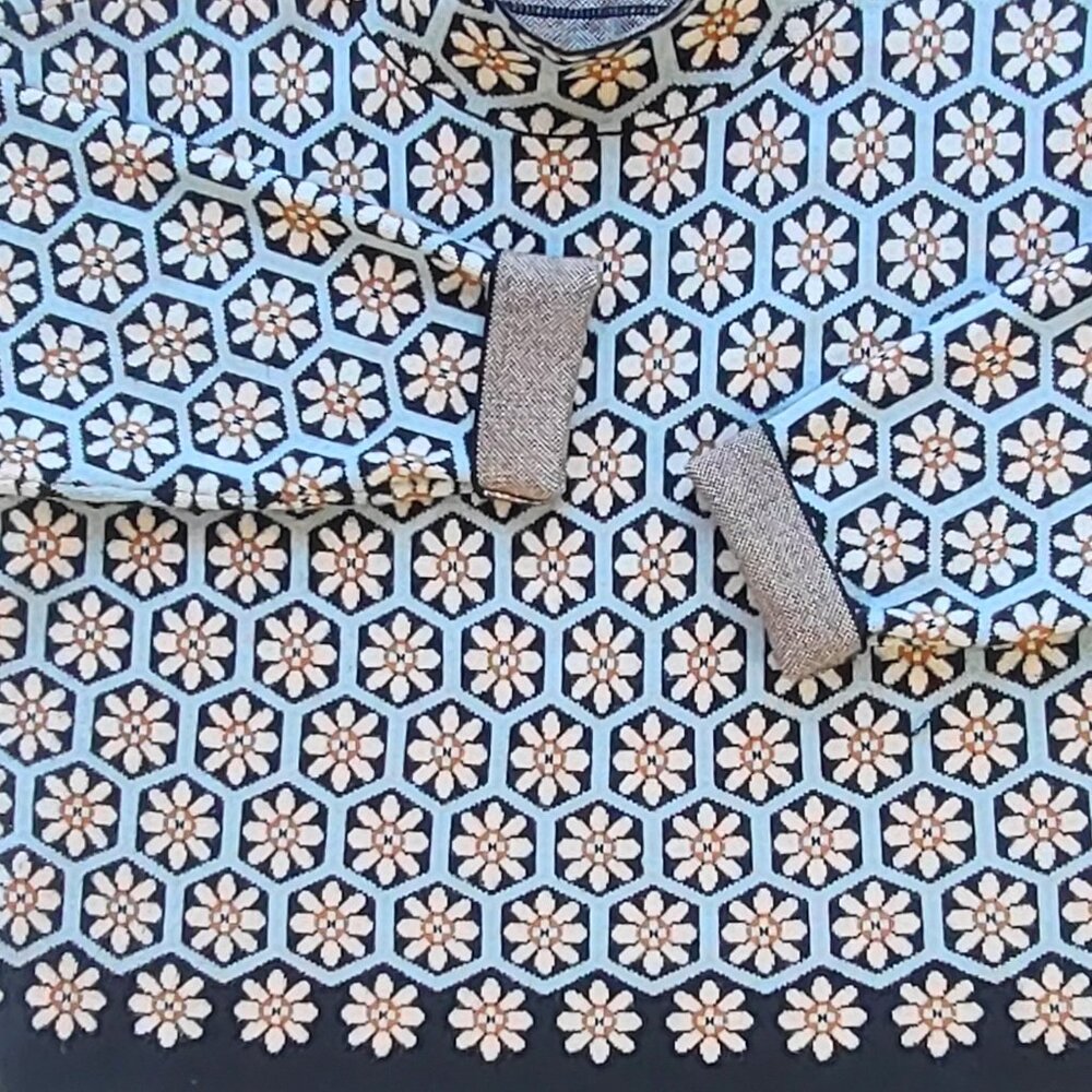 Maeve x Anthropologie The Carys Floral Sweater Blue & Cream Boho Casual Size XL - Picture 6 of 9